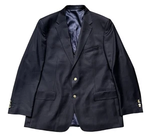 Brook Taverner Otley Pure Wool Blazer Gold Buttons Navy Blue Mens 46R - Picture 1 of 10