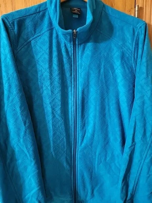 Chaqueta polar ligera Lands' End Plus azul verdoso cremallera completa para mujer 2X/20W-22W Foto 1 de 4