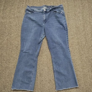 J Jill Denim Pants Womens 16 Kick Flare Ankle Crop Blue Distressed - Picture 1 of 12