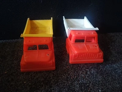 3 Plastic Trucks American Plastics Dump Truck, Halsam Truck Cab MPC Dump Truck - Image 1 of 4