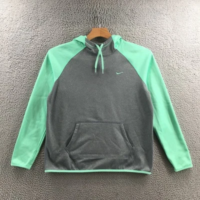 Sudadera con Capucha Nike Therma Fit Para Mujer Grande Gris Verde Manga Larga Bolsillo Foto 1 de 4