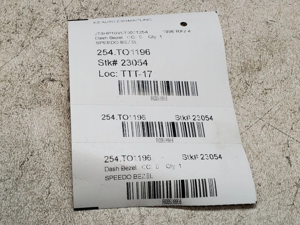 1996 Toyota Rav4 Speedometer Bezel Trim Black OEM 152T-55411-42010 - Image 1 of 4