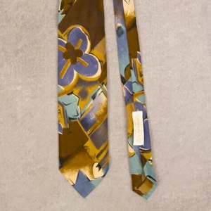Vintage Abstract Floral Print Tie Green D.de Bartolo & Co - Picture 1 of 5