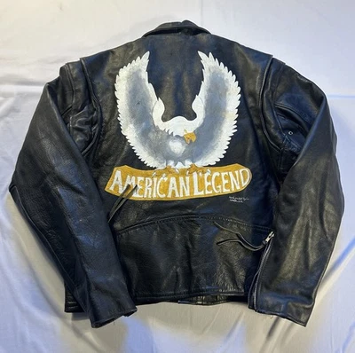 Chaqueta de Motocicleta Eagle Vintage Para Hombre 48 L/XL Pintada a Mano Personalizada Cuero Grueso Foto 1 de 4