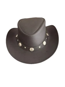 Hadzam Unisex Western Hat Water Resistant Leather Cowboy Size XL Brown Aussie - Picture 1 of 9