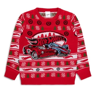 Hot Wheels Christmas Jumper, Boys Xmas Jumper, Childrens Knitted Sweatshirt - Picture 1 of 7