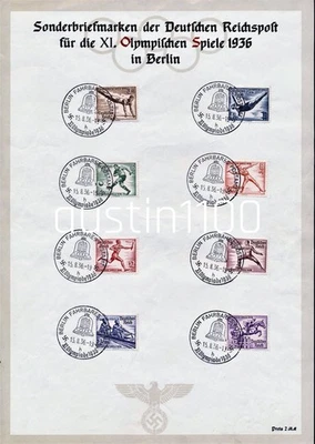 Hoja de recuerdo con matasellos de los Juegos Olímpicos de Berlín 1936 'Mobile Post Office' Foto 1 de 3