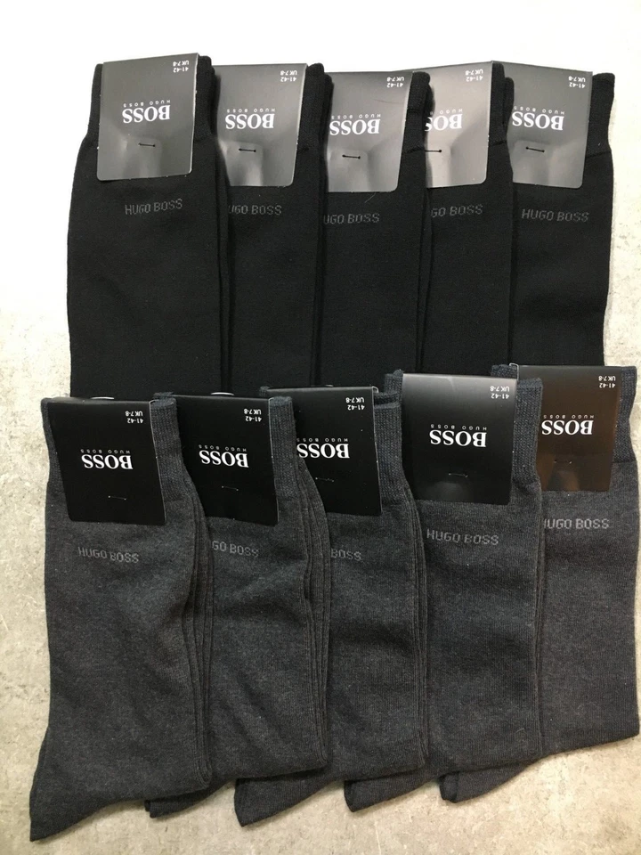 NEW 10 PAIRS  HUGO BOSS MEN'S SOCKS Black, Grey COLORS US Size 7-9 - Image 1 of 1