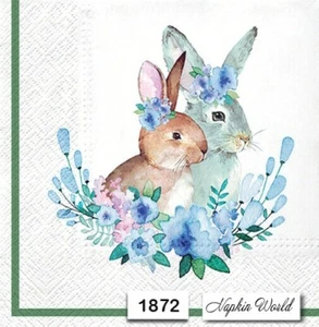 (1872) ZWEI Papier LUNCHEON Decoupage Kunst Handwerk Servietten - OSTERHASE KANINCHEN - Bild 1 von 3
