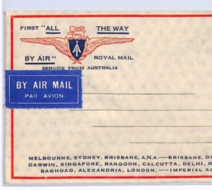 AUSTRALIA/GB Air Mail IMPERIAL AIRWAYS *FIRST ALL THE WAY FLIGHT* Unused XF73 - Picture 1 of 10
