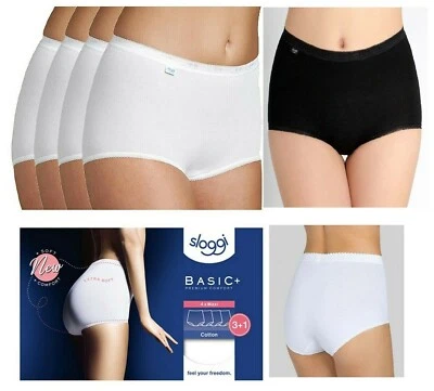 4 slip donna SLOGGI BASIC CLASSICO MAXI mutande cotone elasticizzato vita alta - Image 1 of 4