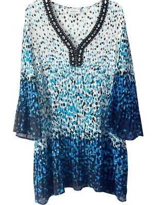 Túnica Avenue Top Mujer 30/32 Multicolor Punto Ligera Plisada Fluida Con Cuentas Foto 1 de 4