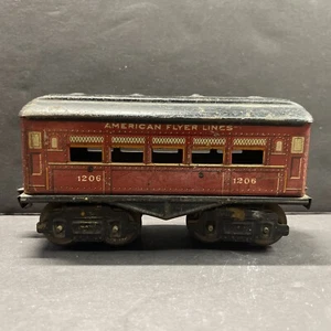 American Flyer Lines 1206 Pullman Passenger Car Tin Litho O Gauge Red/Black - Picture 1 of 13