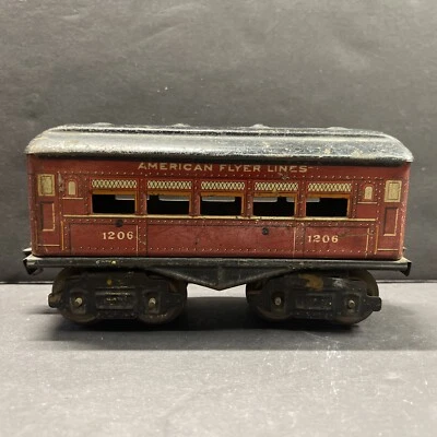 Coche de pasajeros American Flyer Lines 1206 Pullman hojalata litografía calibre O rojo/negro Foto 1 de 4