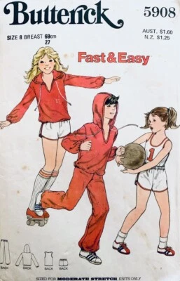 Vintage Butterick Pattern 5908 | Unisex Kids Active Sports Wear | Childs Size 8 - Image 1 of 2