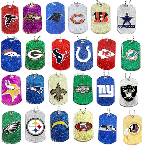 glitter dog tag necklace NFL PICK YOUR TEAM Cover
