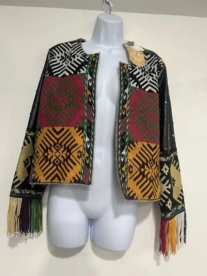 NWT Ruby Yaya  Womens Fringe Embroidered Open Front Jacket. Retails $239. Boho - Image 1 of 4