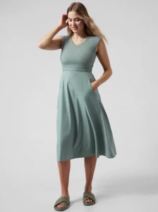 ATHLETA Ryder Dress XSP XS PETITE Minimalistic Grey (green) Pockets Summer NEW - Picture 1 of 4