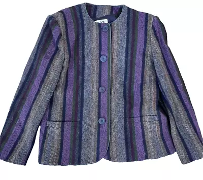 KASPER FOR A.S.L. PETITE Wool Alpaca Blend Stripe classic jacket Size 10 A000212 - Image 1 of 4