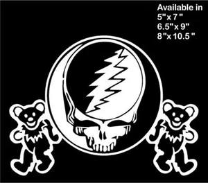 Grateful Dead Decal Steal your Face Skull Dancing Bears window vinyl sticker - Picture 1 of 2