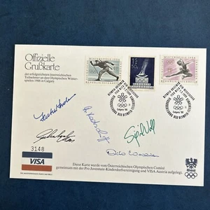 Official greeting card from participants 1988 Olympics Calgary Signed Austrian - Picture 1 of 3
