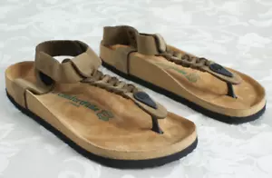 Sandalias Comfortfube para mujer 9 (41) correa tanga cuero marrón hechas a mano damas - Imagen 1 de 11