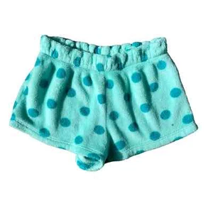 Girls M xhilaration Turquoise Blue Polka Dot Soft Fleece Pajama Shorts - Picture 1 of 1