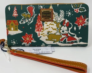 NUEVO CON ETIQUETAS GENUINO Disney Parks Dooney & Bourke Mickey Minnie Navidad Muñequera Cartera - Imagen 1 de 9