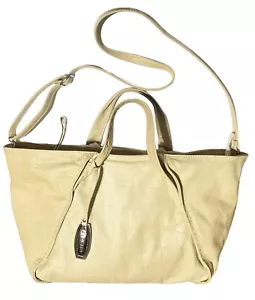 NICOLI WOMEN’S Hobo Shoulder BAG PURSE Yellow Tan GENUINE LEATHER ITALY READ - Picture 1 of 11