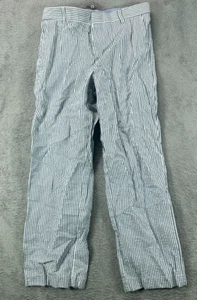 IZOD Boys 10 Reg Dress Pants Blue Seersucker White Slate Blue Pinstripe 24x23 - Picture 1 of 14