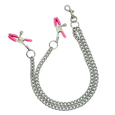 Abrazaderas de pezón rosa broche de gargantilla bondage 16" clip de cadena de acero equipo fetiche bailarín Foto 1 de 2