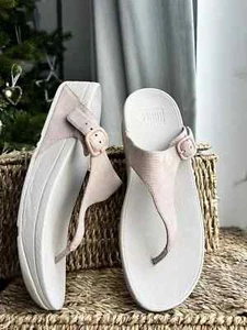 FITFLOP The Flip flops Lizard Print Toepost Sandals Shoes Nude Pink Leather UK 6 - Imagen 1 de 8