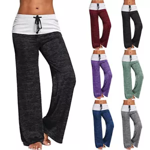 Damen Kordelzug Yogahose Sommer Sport Weites Bein Lose Jogginghose Freizeithose- - Bild 1 von 18
