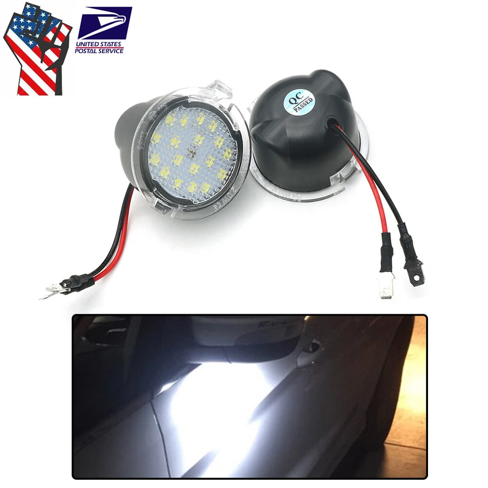 Conjunto de luces de bombilla LED de charco con vista de espejo retrovisor de coche para Ford Fusion blanco 2 piezas  Foto 1 de 4