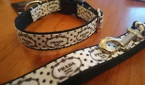 Collare e guinzaglio per cani misura collo 10" - 14". DESIGN TESSUTO OMAGGIO made in England - Foto 1 di 5