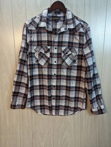 HELIX Athletic Fit Western Shirt Pearl Snap Long Sleeve Black Plaid Men’s M - Picture 1 of 6