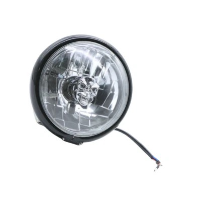 Bombilla calavera haz alto/bajo negra montaje lateral faro negro crucero chopper Foto 1 de 4