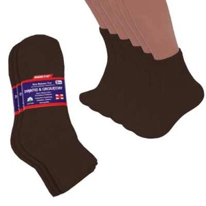 3-6-12 Pairs Men Circulatory Health Diabetic Brown Ankle Quarter Socks - Picture 1 of 6