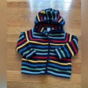 Suéter Baby Gap Colorido Rayas 100% Algodón Abotonado con Capucha 6-12 Meses - Imagen 1 de 6