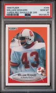 Fleer #349 1990 William Howard PSA 10 gemas como nuevo novato radiocontrol Pop 1 error Buccaneers - Imagen 1 de 2