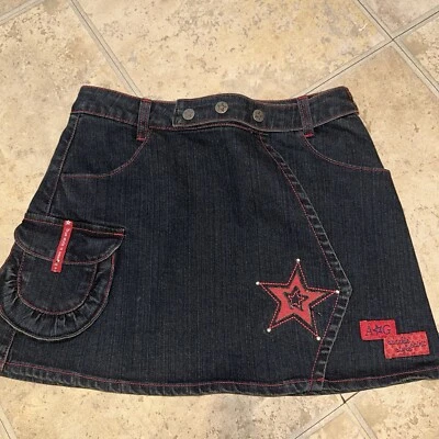 EUC American Girl boutique girls 99% cotton blue denim jean wrap skirt sz 12 - Image 1 of 4