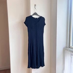 Vintage Y2K 90s Maxi Dress Grunge Minimalist Subversive Cargo Seersucker 10 12 - Picture 1 of 17