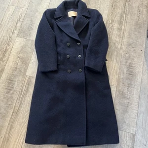 Vtg Pendleton Womens Double Breasted Overcoat Navy Blue Wool Sz See Measurement - Picture 1 of 8