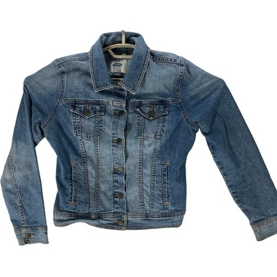 Chaqueta Trucker Old Navy para mujer Talla M Azul Denim Front Mezcla de algodón Y2K Retro Foto 1 de 4
