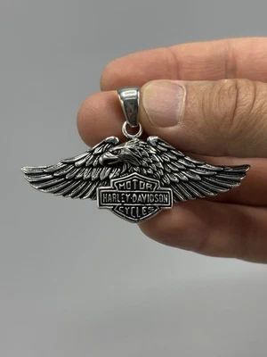 哈雷戴维森项链吊坠 925 纯银全新手工制作,925 加盖 — 第 1/4 张图片