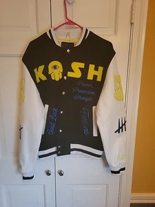 KASH Jacket Mens MEDIUM Varsity Bomber Good Luck Power Protection Fortune - Picture 1 of 13