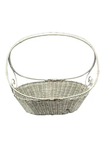 Cesta de alambre de metal de Pascua francesa con mango de colección tejida placa de plata 11 pulgadas JS - Imagen 1 de 11
