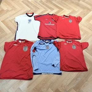6x Vintage England Fußball Trikots Top Medium Large Jungen Lot Paket Retro UK - Bild 1 von 19