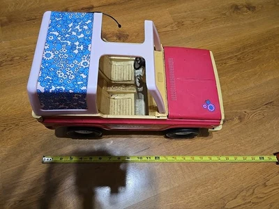 Vtg c1970s Tonka Barbie Bronco Jeep Pink Daisy Flowers Toy Car Metal Made In USA - Image 1 of 4