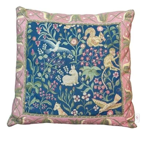 Tapisserie Ambiances de France French Tapestry Pillow Bunny Monkey Birds - Picture 1 of 8